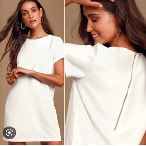 Lulu's Chic Ivory Zip Up Back Mini Dress. Perfect for the holiday’s!